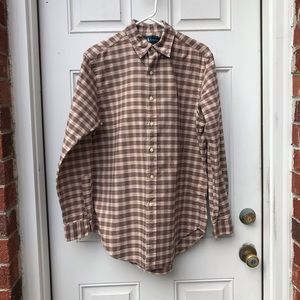 RL Beige Plaid Button Up